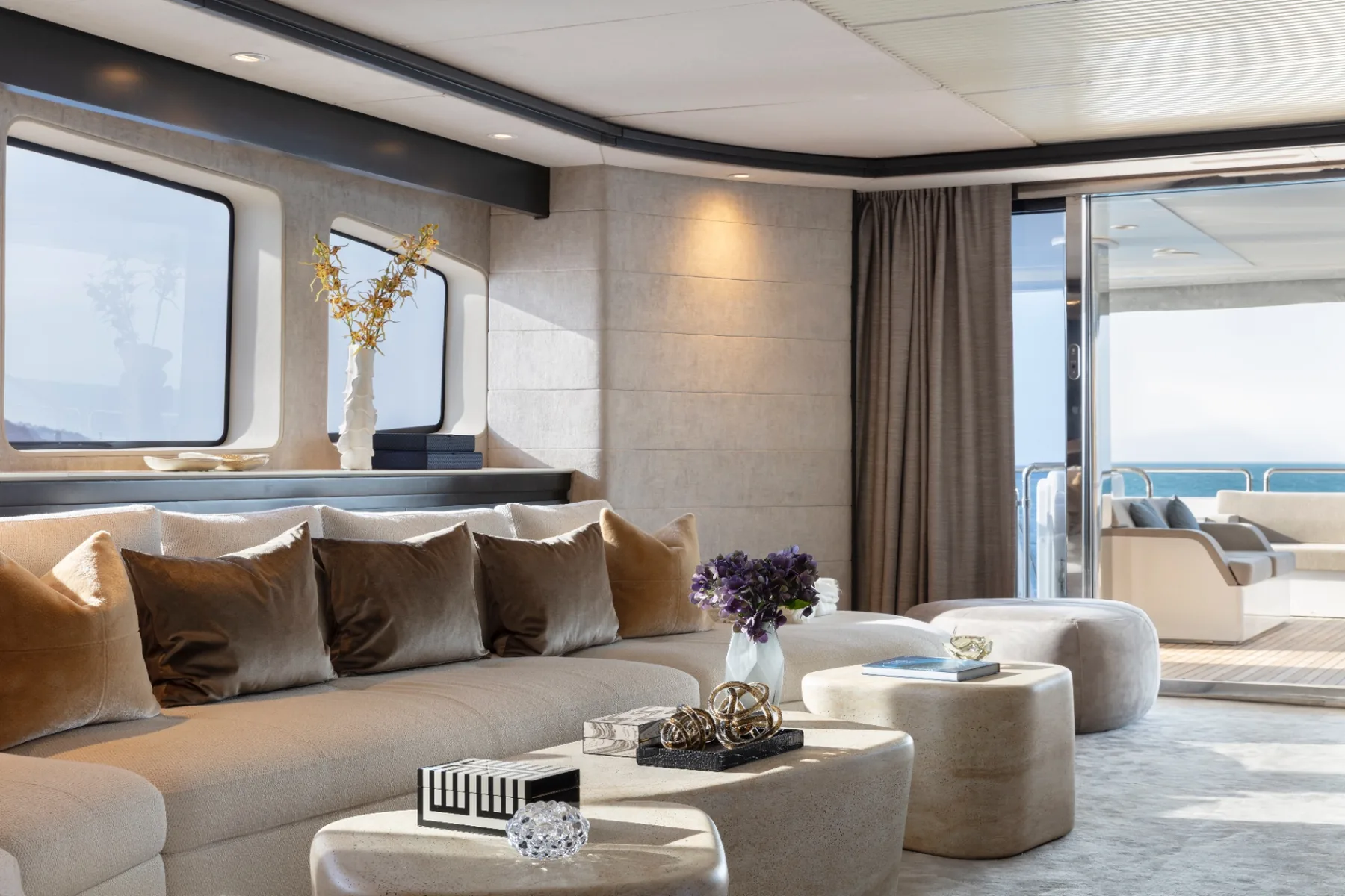 Interior design detail of Panakeia superyacht main saloon